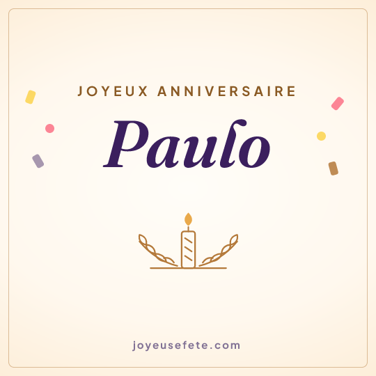 Image carrée « Joyeux anniversaire Paulo » pour WhatsApp