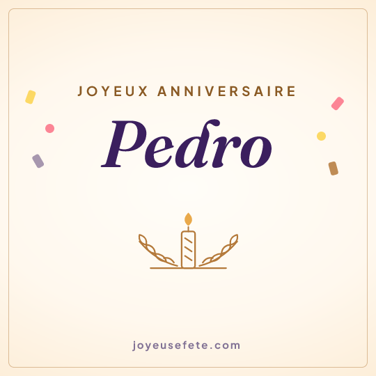 Image carrée « Joyeux anniversaire Pedro » pour WhatsApp