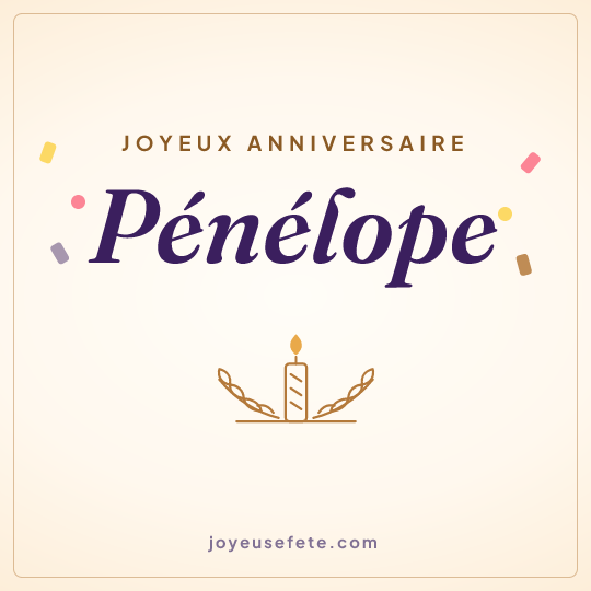 Image carrée « Joyeux anniversaire Pénélope » pour WhatsApp
