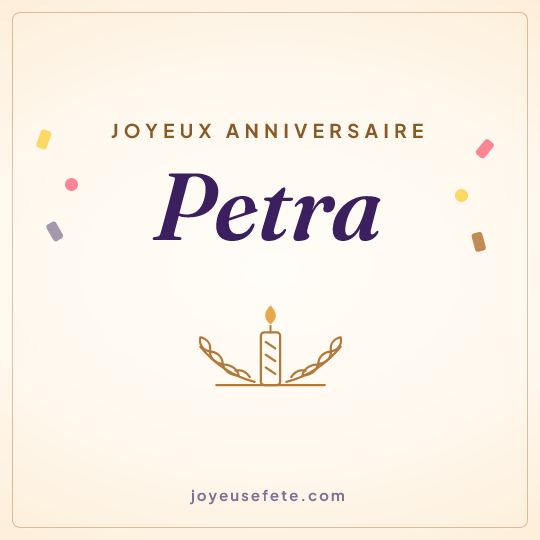 Image carrée « Joyeux anniversaire Petra » pour WhatsApp