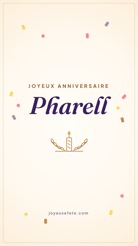 Image « Joyeux anniversaire Pharell » au format story