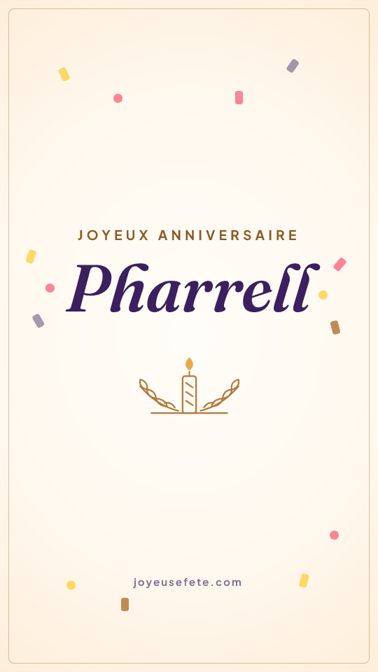 Image « Joyeux anniversaire Pharrell » au format story