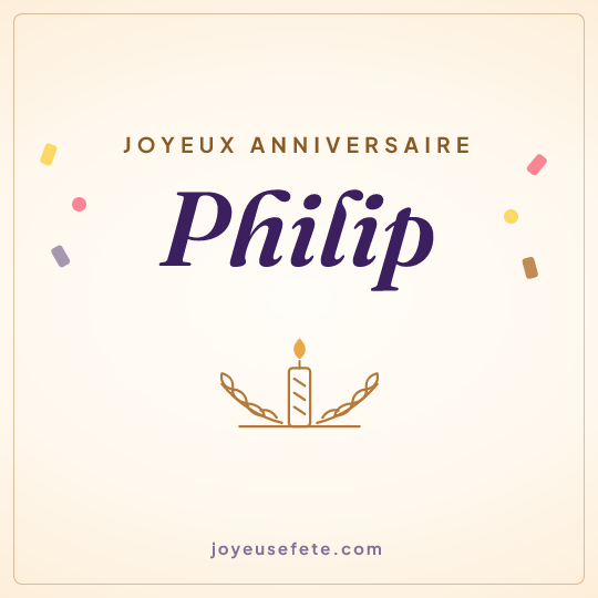 Image carrée « Joyeux anniversaire Philip » pour WhatsApp