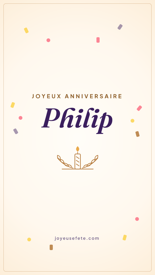 Image « Joyeux anniversaire Philip » au format story