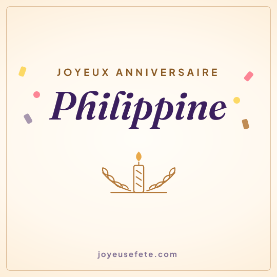 Image carrée « Joyeux anniversaire Philippine » pour WhatsApp