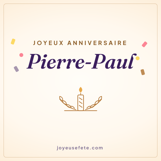 Image carrée « Joyeux anniversaire Pierre-Paul » pour WhatsApp