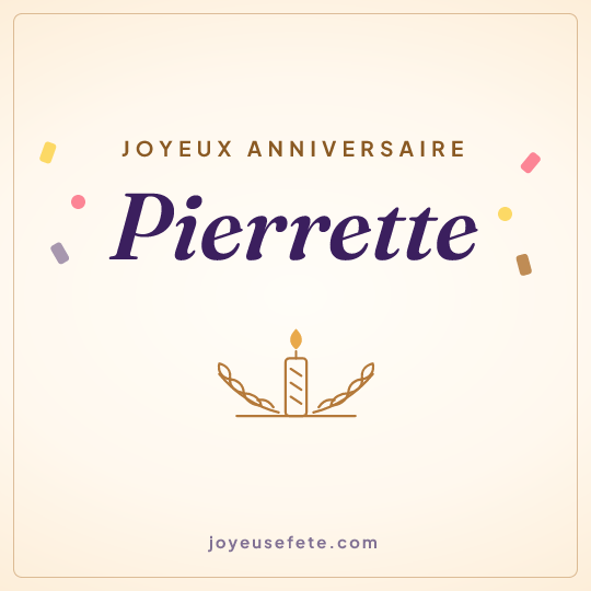 Image carrée « Joyeux anniversaire Pierrette » pour WhatsApp