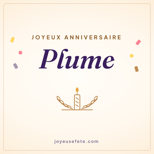 Image carrée « Joyeux anniversaire Plume » pour WhatsApp