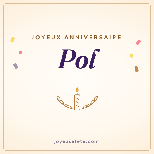 Image carrée « Joyeux anniversaire Pol » pour WhatsApp