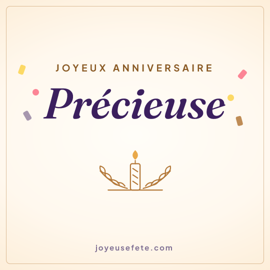 Image carrée « Joyeux anniversaire Précieuse » pour WhatsApp