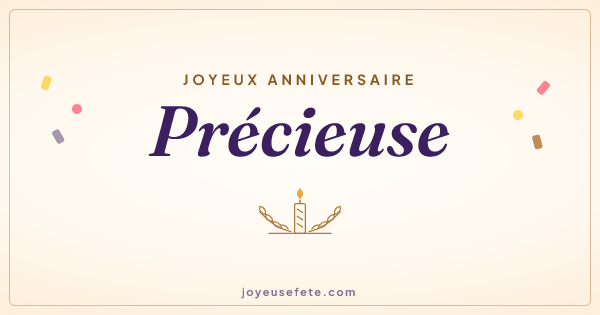 Image « Joyeux anniversaire Précieuse » au format large