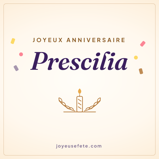 Image carrée « Joyeux anniversaire Prescilia » pour WhatsApp
