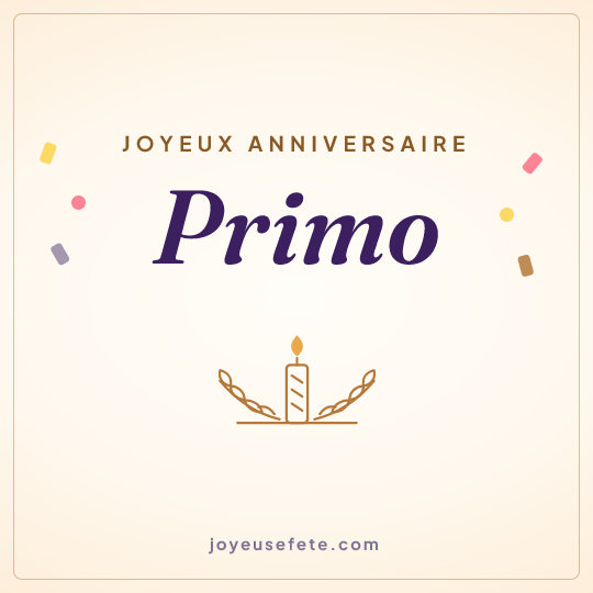 Image carrée « Joyeux anniversaire Primo » pour WhatsApp
