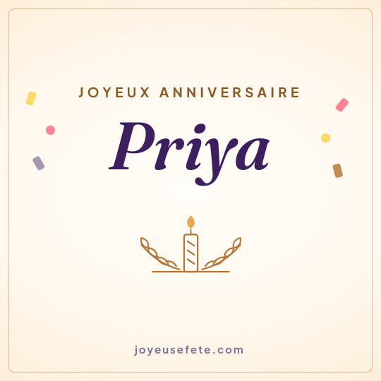 Image carrée « Joyeux anniversaire Priya » pour WhatsApp
