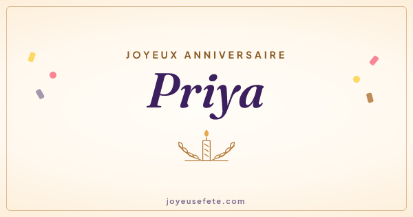 Image « Joyeux anniversaire Priya » au format large