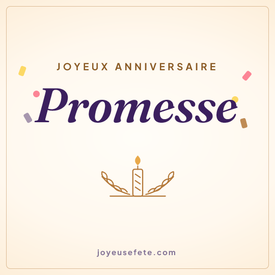 Image carrée « Joyeux anniversaire Promesse » pour WhatsApp