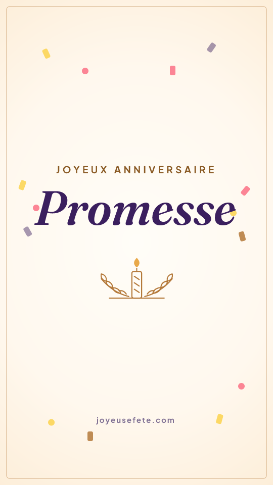 Image « Joyeux anniversaire Promesse » au format story