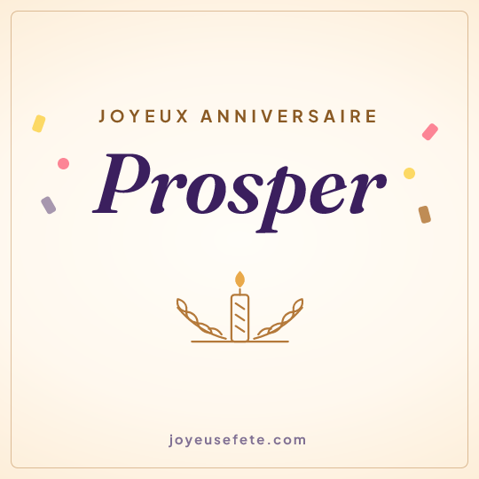 Image carrée « Joyeux anniversaire Prosper » pour WhatsApp