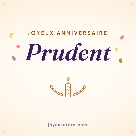 Image carrée « Joyeux anniversaire Prudent » pour WhatsApp