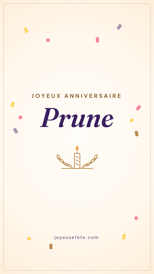 Image « Joyeux anniversaire Prune » au format story