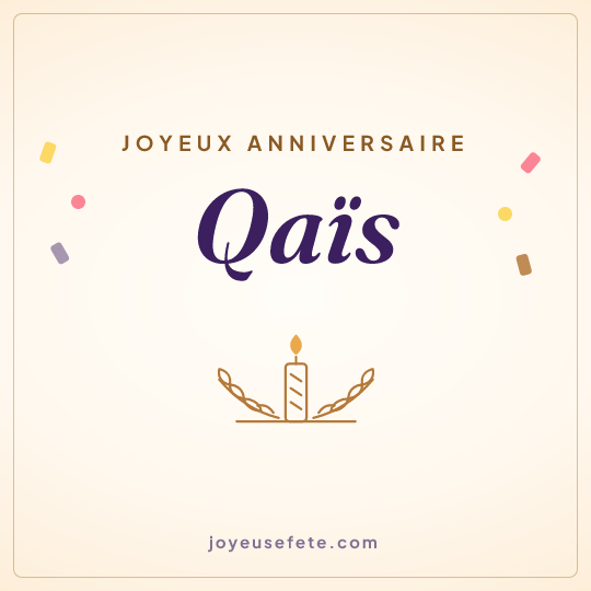 Image carrée « Joyeux anniversaire Qaïs » pour WhatsApp