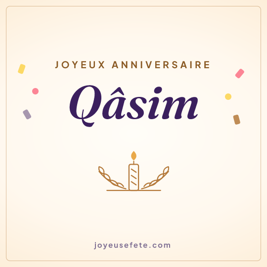 Image carrée « Joyeux anniversaire Qâsim » pour WhatsApp