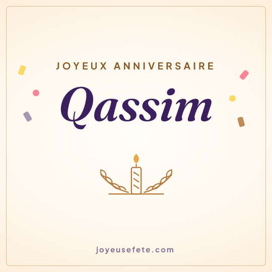 Image carrée « Joyeux anniversaire Qassim » pour WhatsApp