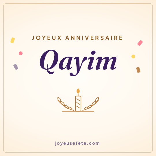 Image carrée « Joyeux anniversaire Qayim » pour WhatsApp