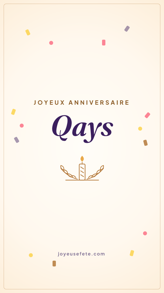 Image « Joyeux anniversaire Qays » au format story