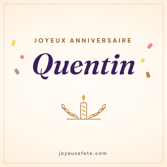 Image carrée « Joyeux anniversaire Quentin » pour WhatsApp