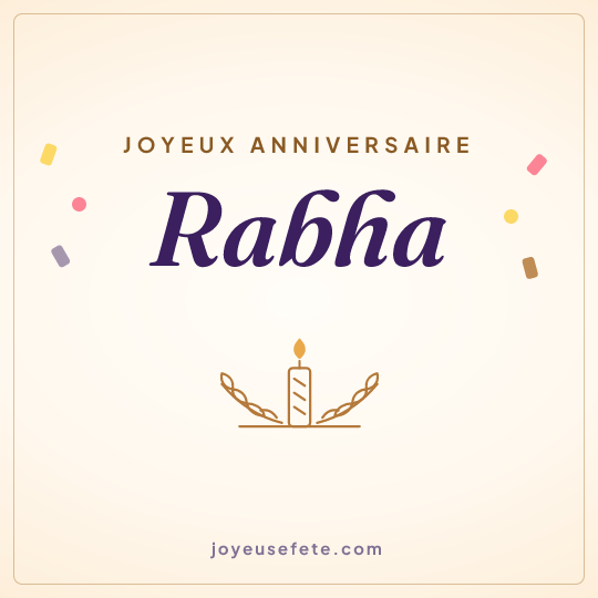 Image carrée « Joyeux anniversaire Rabha » pour WhatsApp