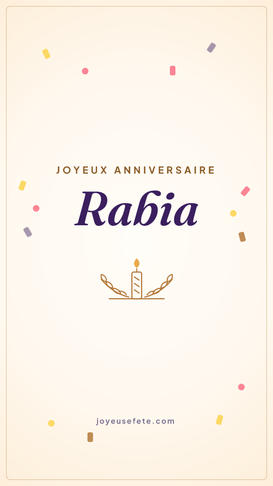Image « Joyeux anniversaire Rabia » au format story