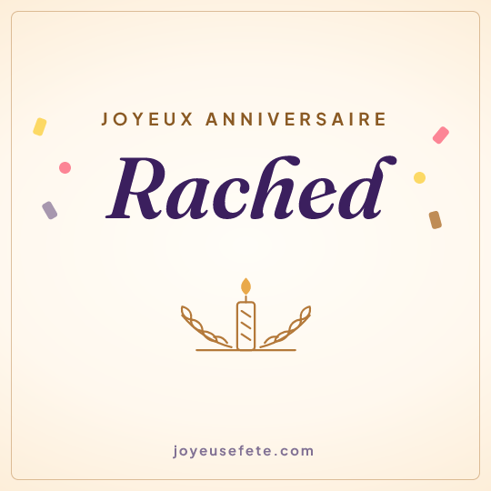 Image carrée « Joyeux anniversaire Rached » pour WhatsApp