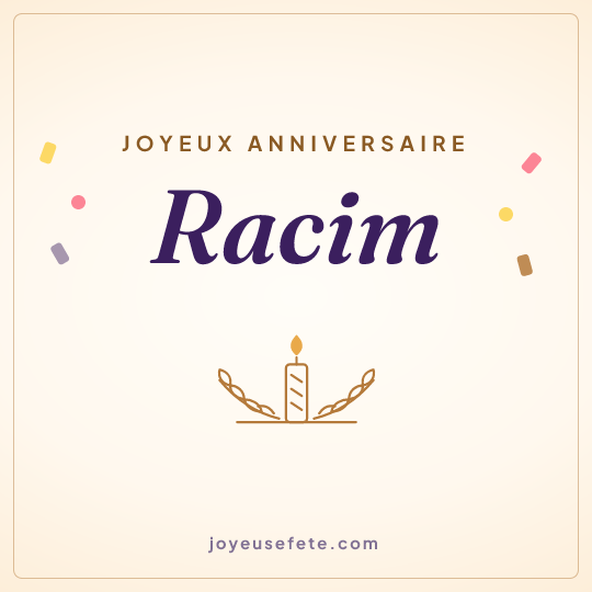 Image carrée « Joyeux anniversaire Racim » pour WhatsApp