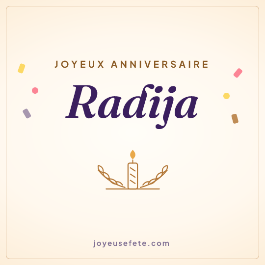 Image carrée « Joyeux anniversaire Radija » pour WhatsApp