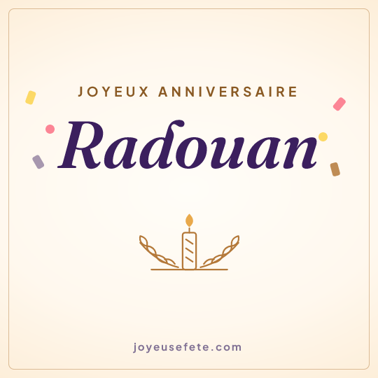 Image carrée « Joyeux anniversaire Radouan » pour WhatsApp