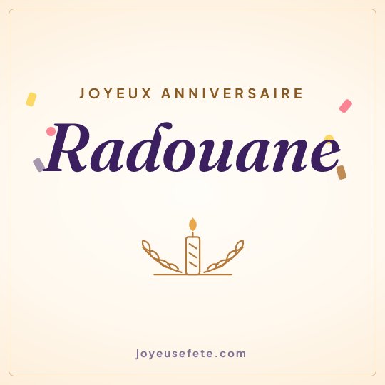 Image carrée « Joyeux anniversaire Radouane » pour WhatsApp