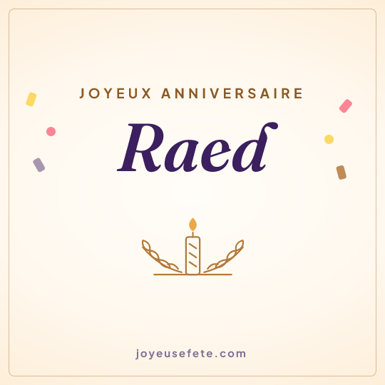 Image carrée « Joyeux anniversaire Raed » pour WhatsApp