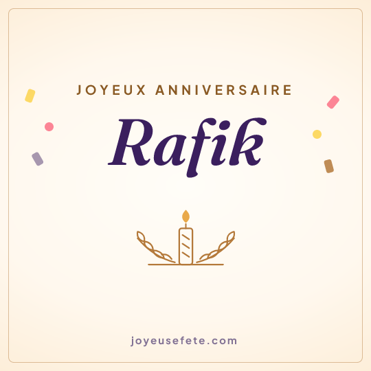 Image carrée « Joyeux anniversaire Rafik » pour WhatsApp