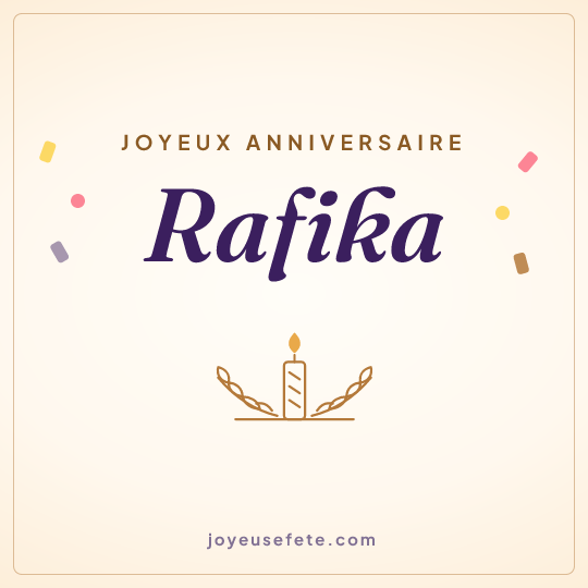 Image carrée « Joyeux anniversaire Rafika » pour WhatsApp