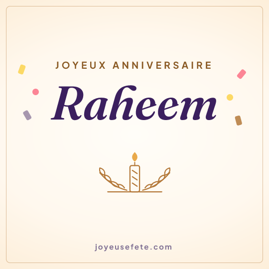 Image carrée « Joyeux anniversaire Raheem » pour WhatsApp