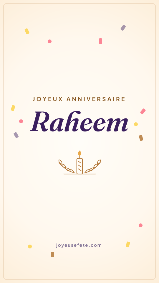 Image « Joyeux anniversaire Raheem » au format story