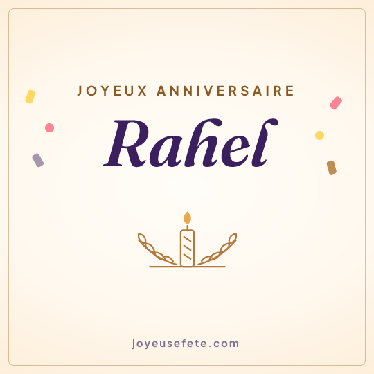 Image carrée « Joyeux anniversaire Rahel » pour WhatsApp