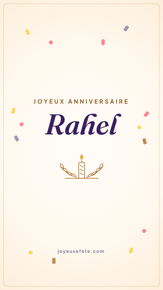 Image « Joyeux anniversaire Rahel » au format story