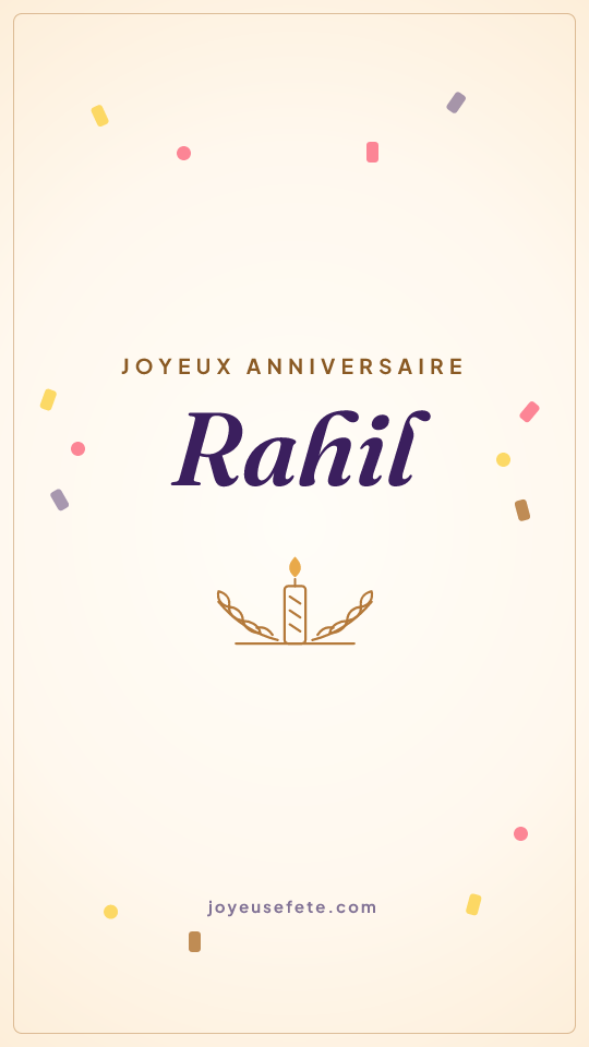 Image « Joyeux anniversaire Rahil » au format story