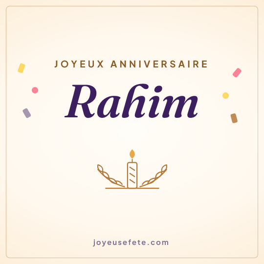 Image carrée « Joyeux anniversaire Rahim » pour WhatsApp