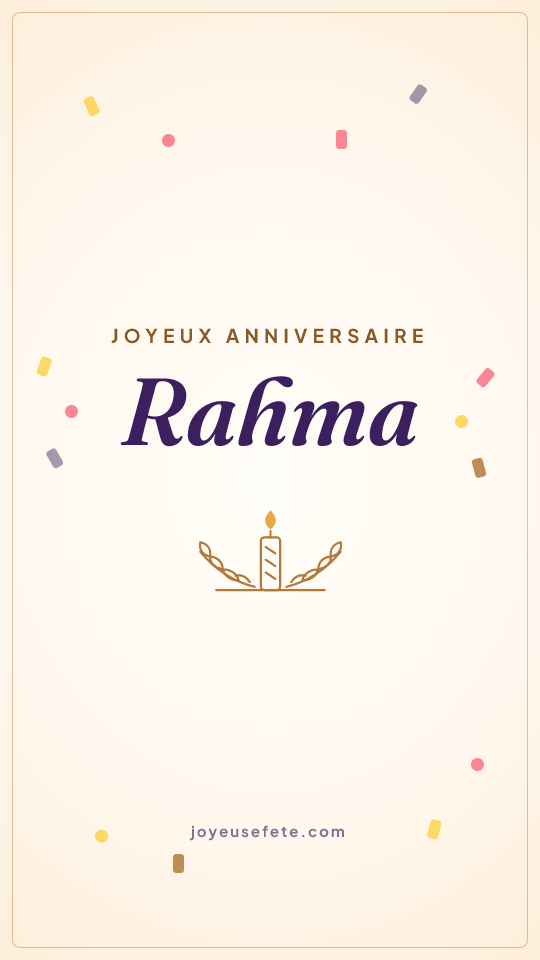 Image « Joyeux anniversaire Rahma » au format story