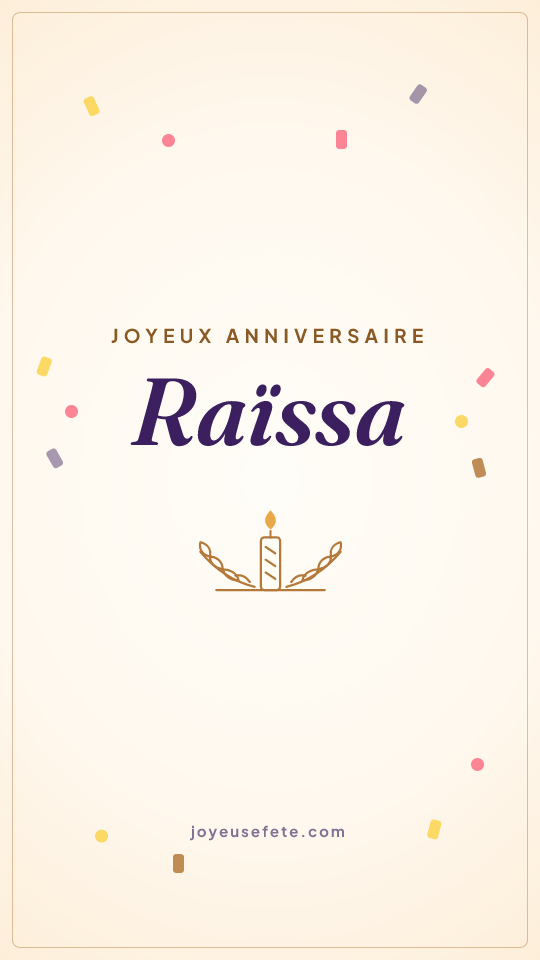 Image « Joyeux anniversaire Raïssa » au format story