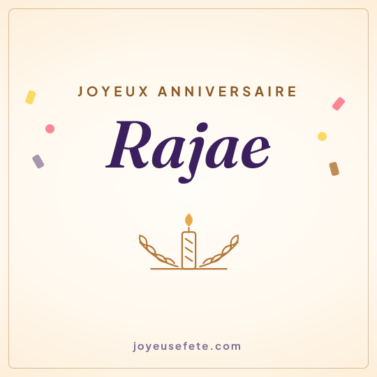 Image carrée « Joyeux anniversaire Rajae » pour WhatsApp
