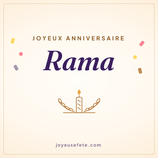 Image carrée « Joyeux anniversaire Rama » pour WhatsApp